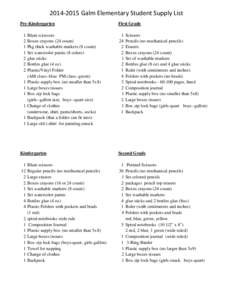 [removed]Galm Elementary Student Supply List Pre-Kindergarten[removed]