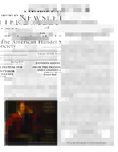 NEW SLETT ER  of The American Handel Society Volume XXXIII, Number 1
