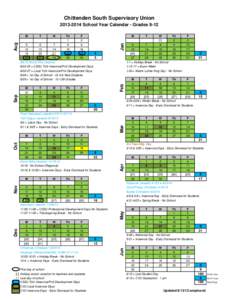 Chittenden South Supervisory Union[removed]School Year Calendar - Grades 9-12 M M T