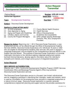 Developmental Disabilities Services Patricia Baxter Authorized Signature Topic:  Developmental Disabilities