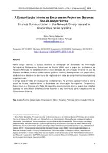 REVISTA INTERNACIONAL DE RELACIONES PÚBLICAS, Nº 3, VOL. II [PáginasA Comunicação Interna na Empresa em Rede e em Sistemas Sociais Cooperativos