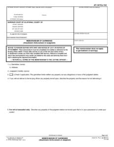 AT-167/EJ-152 ATTORNEY OR PARTY WITHOUT ATTORNEY (Name, State Bar number, and address): TELEPHONE NO.:  LEVYING OFFICER (Name and Address):