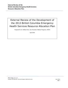 External Review of the BC Emergency Health Services (BCEHS) Resource Allocation Plan (RAP), April 2014