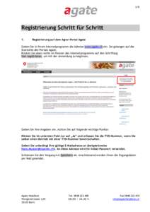 1/8  Registrierung Schritt für Schritt 1.  Registrierung auf dem Agrar-Portal Agate