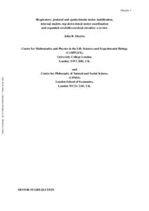 Skoyles 1  Respiratory, postural and spatio-kinetic motor stabilization, internal models, top-down timed motor coordination and expanded cerebello-cerebral circuitry: a review John R. Skoyles