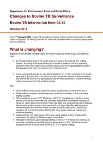 Changes to Bovine TB Surveillance