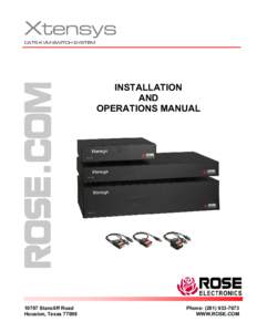 Xtensys CAT5 KVM SWITCH SYSTEM INSTALLATION AND OPERATIONS MANUAL