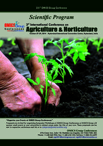 231st OMICS Group Conference  Scientific Program 3rd International Conference on  Agriculture & Horticulture