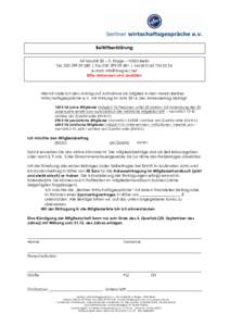 Beitrittserklärung Alt Moabit 82 – 3. Etage – 10555 Berlin Tel | Fax | Mobile-mail:  Bitte ankreuzen und ausfüllen