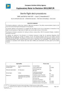 European Aviation Safety Agency  Explanatory Note to DecisionR Sterile flight deck procedures ‘AMC and GM to Part-CAT — Issue 2, Amendment 2’ RELATED NPA/CRD — OPINION NO — RMTO