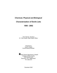 Chemical, Physical and Biological Characterization of Devils Lake[removed]John Hoeven, Governor Dr. Terry Dwelle, State Health Officer