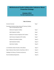 NM Behavioral Health Collaborative Substance Abuse Prevention Strategy October 2012 For 2013 Implementation  Table of Contents