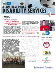 Miami Dade Parks Disability Services Newsletter January 2012 Newsletter SpringLead Story Headline