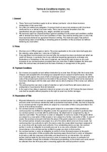 Microsoft Word - Implen Inc. T&C.doc