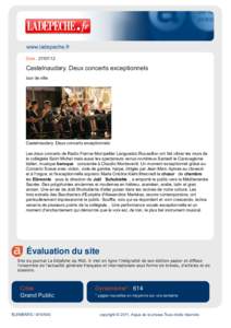 www.ladepeche.fr Date : Castelnaudary. Deux concerts exceptionnels tour de ville