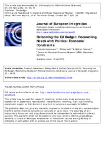 This article was downloaded by: [University for Administrative Sciences] On: 29 April 2012, At: 05:10 Publisher: Routledge Informa Ltd Registered in England and Wales Registered Number: [removed]Registered office: Mortime