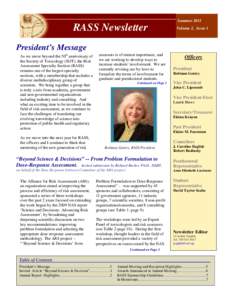 RASS Newsletter, [removed]Summer 2011 RASS Newsletter  Volume 2, Issue 1