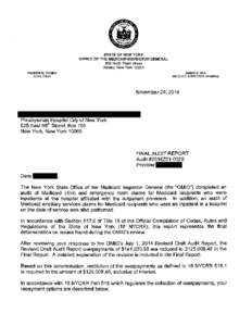 STATE OF NEW YORK OFFICE OF THE MEDICAID INSPECTOR GENERAL 800 North Pearl Street Albany, New York[removed]ANDREW M. CUOMO GOVERNOR