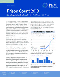 Issue Brief  REvised April 2010 Prison Count 2010 State Population Declines for the First Time in 38 Years