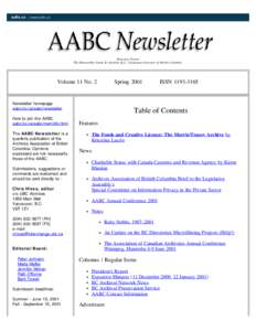 AABC Newsletter Cover Page