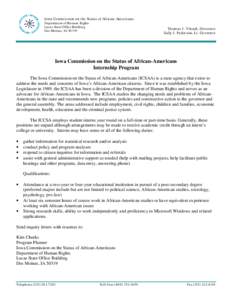 Iowa Commission on the Status of African-Americans Department of Human Rights Lucas State Office Building Des Moines, IA[removed]Thomas J. Vilsack, Governor