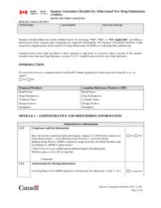 Sponsor Attestation Checklist for Abbreviated New Drug Submissions (ANDS) and Supplements to an Abbreviated New Drug Submission (SANDS)