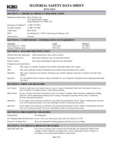 MATERIAL SAFETY DATA SHEET BYO-ASG3 Kobo Products, Inc.  SECTION 1: CHEMICAL PRODUCT IDENTIFICATION