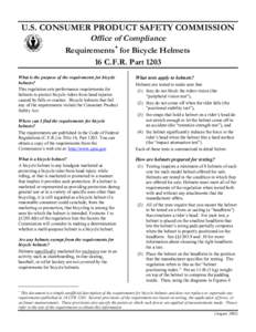 Regulatory Summary Bicycle Helmets