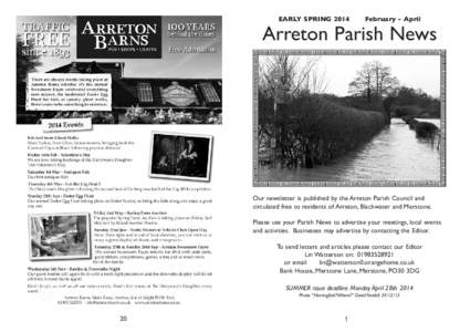 Arreton Parish News EARLY SPRING 2014 February - April  Our newsletter is published by the Arreton Parish Council and