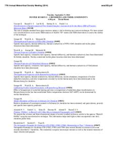 77th Annual Meteoritical Society Meeting[removed]sess302.pdf Tuesday, September 9, 2014 POSTER SESSION I: CHONDRITES AND THEIR COMPONENTS