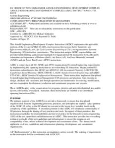 Science / Arnold Air Force Base / Configuration management / Systems engineering process / Software development process / Reliability engineering / Requirement / Systems engineering / Software development / Tennessee