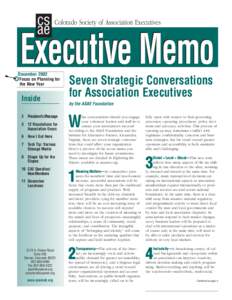 cs Colorado Society of Association Executives ae Executive Memo December 2002 Focus on Planning for