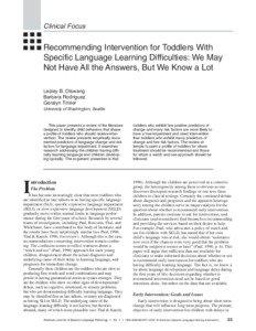 Clinical Focus  Recommending Intervention for Toddlers With