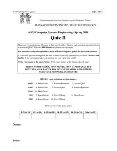 Page 1 of[removed]Spring 2014, Quiz 2 Department of Electrical Engineering and Computer Science