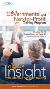 Governmental and Not-for-Profit 2014 Training Program October 20–22