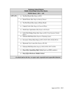 Rochester School District Middle School/High School Bus Routes MS/HS Route 1 (R1) – AM 6:30 A.M.  •