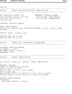 OHS19185 POTASSIUM ACETATE Page 1 =============================================================================== OHS19185 -----------------------------------------------------------------------------SECTION 1