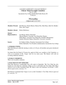 LOS RIOS COMMUNITY COLLEGE DISTRICT  Citizens’ Bond Oversight Committee July 22, 2010 Sacramento City College, Rodda Hall North, Room[removed]:00 p.m.