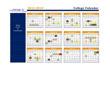 [removed]College Calendar August 14 Su