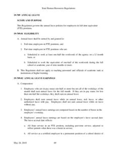 Leave / Management / Working time / Labor history / Labor rights / Full-time equivalent / Sick leave / Annual leave / Accrual / Human resource management / Employment compensation / Employment