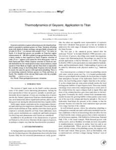 Icarus 156, 176–[removed]doi:[removed]icar[removed], available online at http://www.idealibrary.com on Thermodynamics of Geysers: Application to Titan Ralph D. Lorenz Lunar and Planetary Laboratory, University of Ari