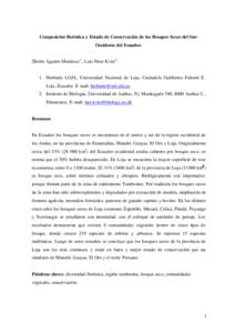 Composición florística y Estado de Conservación de los Bosques Secos del SurOccidente del Ecuador. Zhofre Aguirre Mendoza 1 ., Lars Peter Kvist2 .