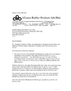 DOCKET NO. OOD-1384  & Alliance Rubber Products Sdn.Bhd.