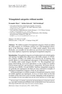 Invent. math. 170, 231–DOI: s00222Triangulated categories without models Fernando Muro1, , Stefan Schwede2 , Neil Strickland3 1