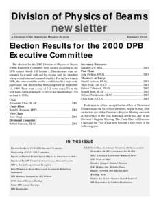Division of Physics of Beams  newsletter A Division of the American Physical Society  February 2000