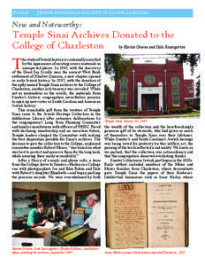 PAGE 8  JEWISH HISTORICAL SOCIETY OF SOUTH CAROLINA New and Noteworthy: