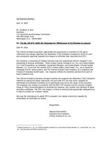 Finance / Central Securities Depositories / Payment systems / Self-regulatory organizations / Charles Schwab Corporation / Depository Trust & Clearing Corporation / Schwab / U.S. Securities and Exchange Commission / Financial economics / Financial system / Securities