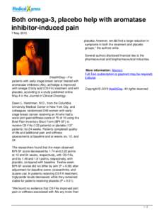 Both omega-3, placebo help with aromatase inhibitor-induced pain