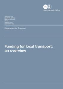 National Audit Office Report (HC[removed]): Funding for local transport: an overview (executive summary)