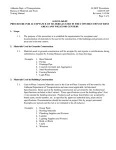 Alabama Dept. of Transportation Bureau of Materials and Tests Testing Manual ALDOT Procedures ALDOT-369